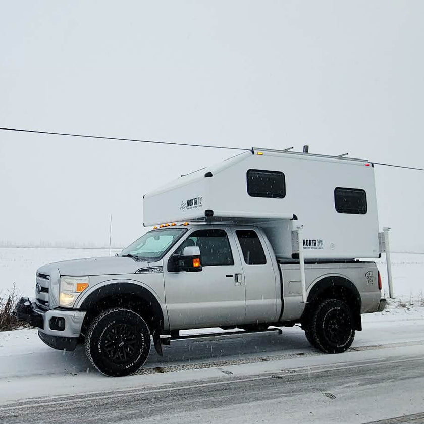 Campeur 4 saisons NORTH XP fabriqué au Québec pour expédition overland, ford f250. XP6.5. Slide-in campeur. caravan porté