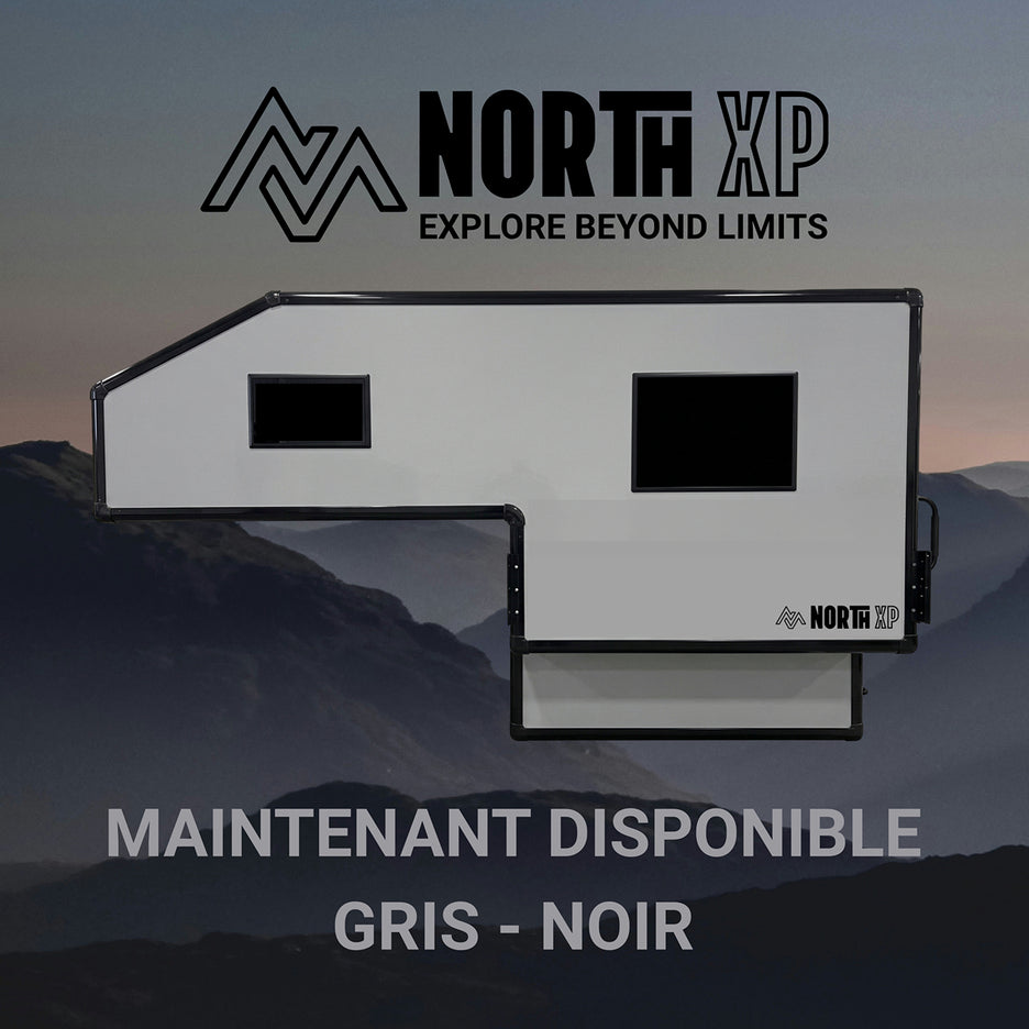 Campeur 4 saisons NORTH XP fabriqué au Québec pour expédition overland . Coquille Lake Country Campers. Maintenant disponible en gris et noir